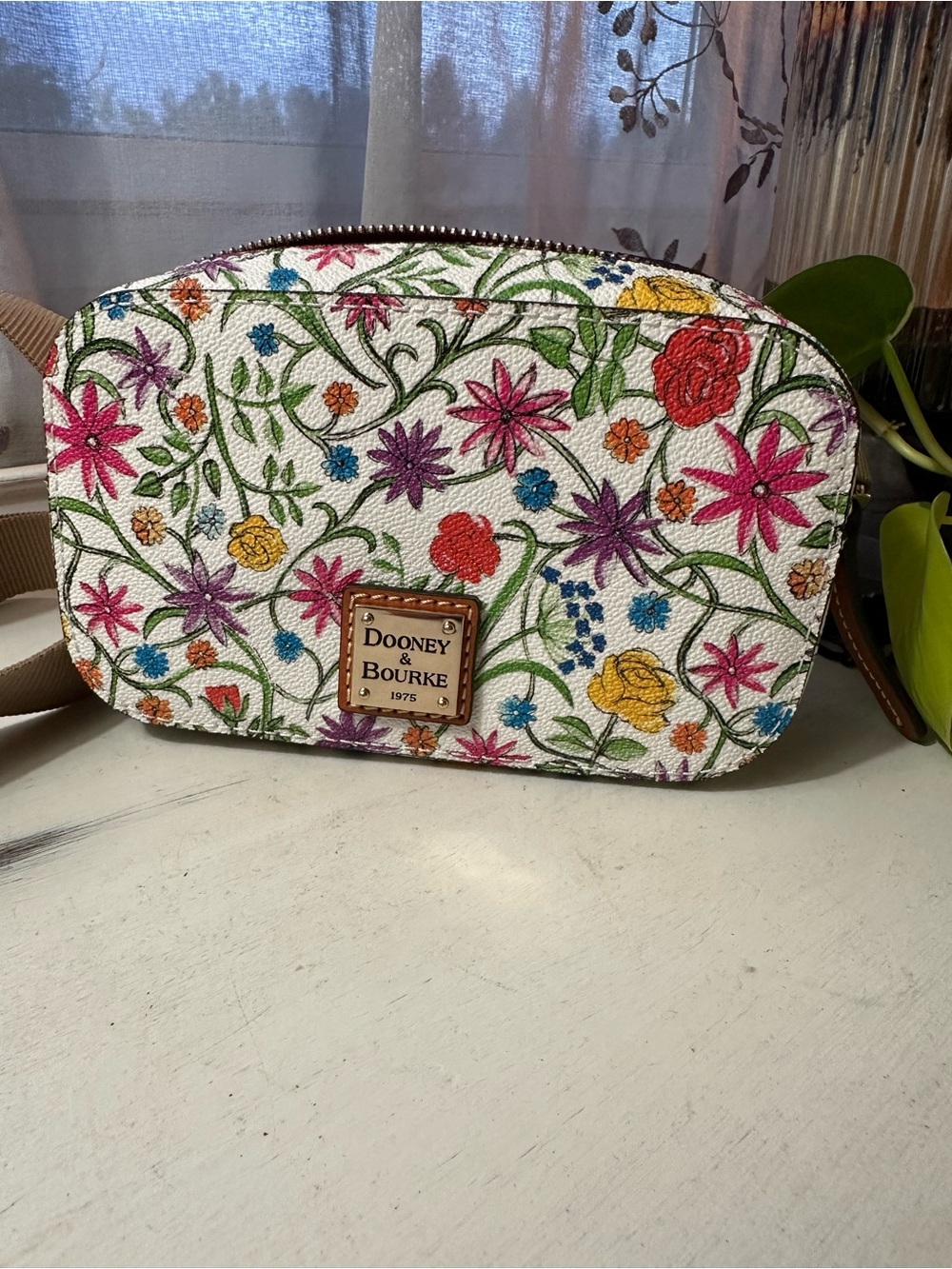 Dooney & Bourke White Floral Embroidered Crossbody Bag